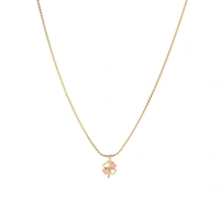 Pink & White Clover Gold Necklace