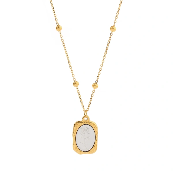 Mystical Rose Charm Gold Necklace