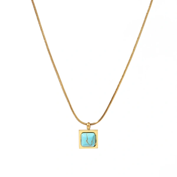 Sapphire Square Gold Necklace