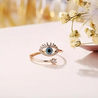 Cute Evil Eye Adjustable Ring - Rose Gold