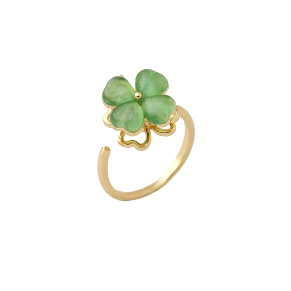 Nyrah Spinner Green Floral Ring