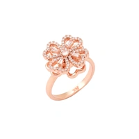 Floral Heart Crystal Spinner Ring