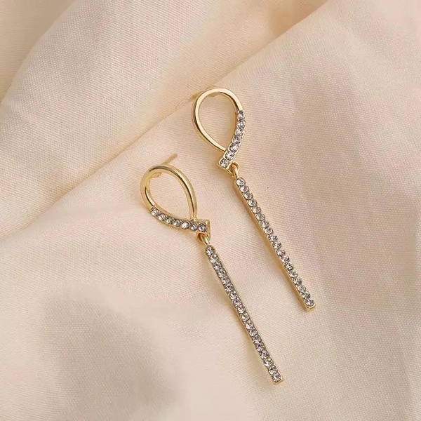 Waterdrop Shape Ribbon Dangle Zircon Earrings