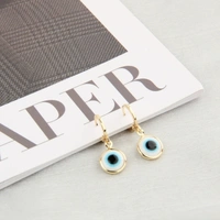 Evil Eyes Gold Brim Wind Drop Earrings - Light Blue