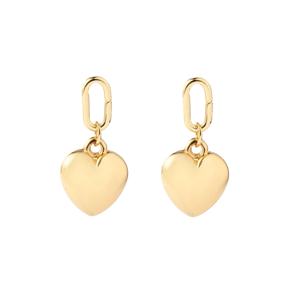 Hanging Heart Gold Earring