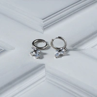 Crystal Cross Silver Earrings