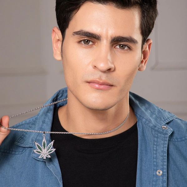 Cannabis Leaf Silver Chain