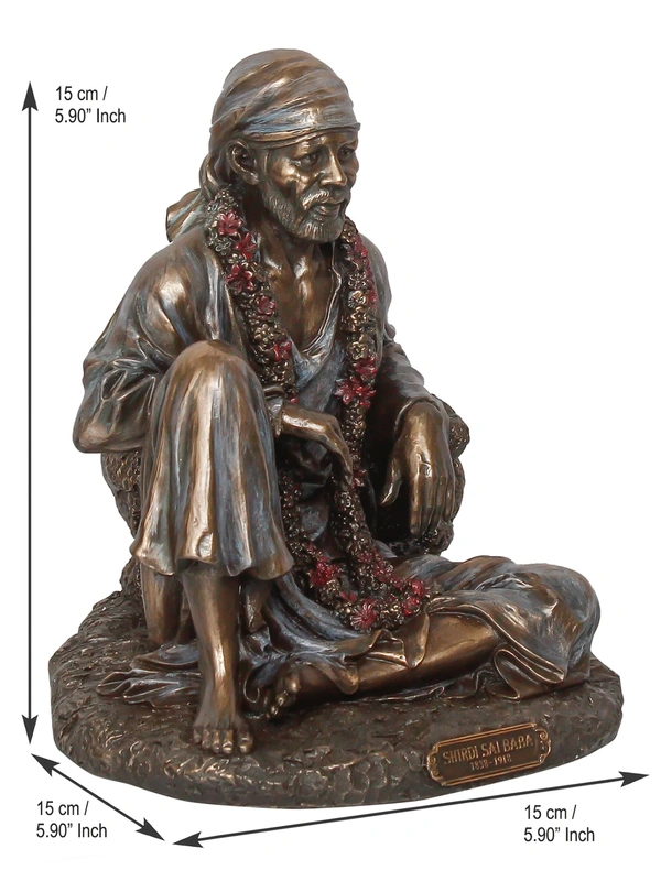 Decorative Polyresin And Bronze Sitting Sai Baba Statue
