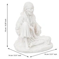 White Polyresin Sai Baba Sitting Statue