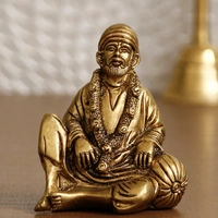 Golden Brass Handcrafted Sitting Sai Baba Idol