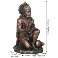 Rustic Gold Blessing Hanuman Statue Sitting With Gada