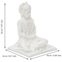 White Polyresin Meditating Lord Hanuman Statue