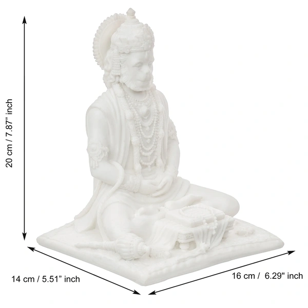 White Polyresin Meditating Lord Hanuman Statue