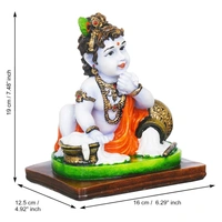 Polyresin Handcrafted Little Krishna Idol Eating Makhan