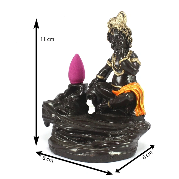 Lord Krishna Idol Smoke Backflow Cone Incense Holder
