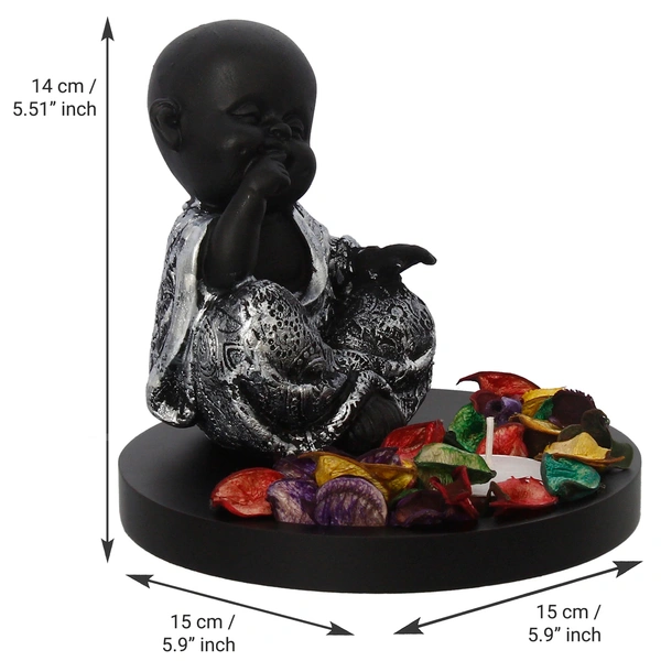 Polyresin Black And Golden Finish Handcrafted Thinking Buddha Statue