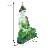 Polyresin Green And White Decorative Meditating Buddha Statue