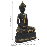 Black & Golden Polyresin Handcrafted Meditating Buddha Statue