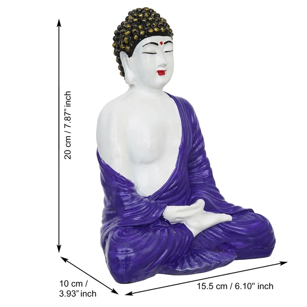 Purple & White Polyresin Handcrafted Meditating Buddha Statue
