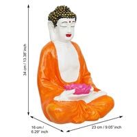 Orange, White, And Pink Polyresin Handcrafted Meditating Buddha Idol