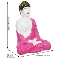 White & Pink Polyresin Handcrafted Meditating Buddha Statue