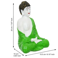 Green & White Polyresin Handcrafted Meditating Buddha Statue
