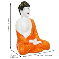 Orange, & White Polyresin Handcrafted Meditating Buddha Statue