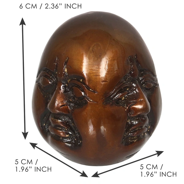 Antique Finish 3 Side Laughing Buddha Face Statue