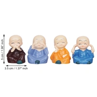 Set Of 4 Cute Little Monk Buddha Statues