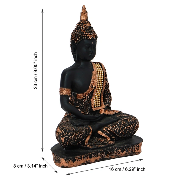 Black And Copper Meditating Lord Buddha Handcrafted