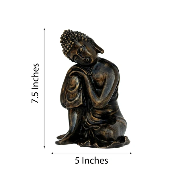 Polyresin Black Resting Buddha On Knee Statue