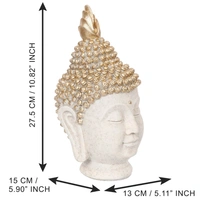 Polyresin Gold And White Meditating Buddha Head Statue
