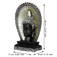 Elegant Silver & Black Polyresin Lord Buddha Head Statue