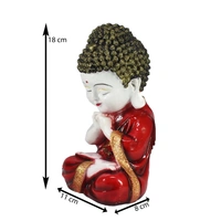Polyresin Red And White Praying Monk Buddha Statue
