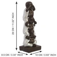 Polyresin Silver And Black Set Of 3 Laughing Buddha Idol