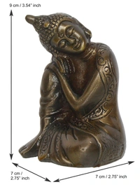 Metal Resting Buddha On Knee Statue
