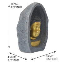 Grey & Golden Peaceful Lord Buddha Face Statue