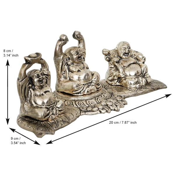 Silver Set Of 3 Laughing Buddha