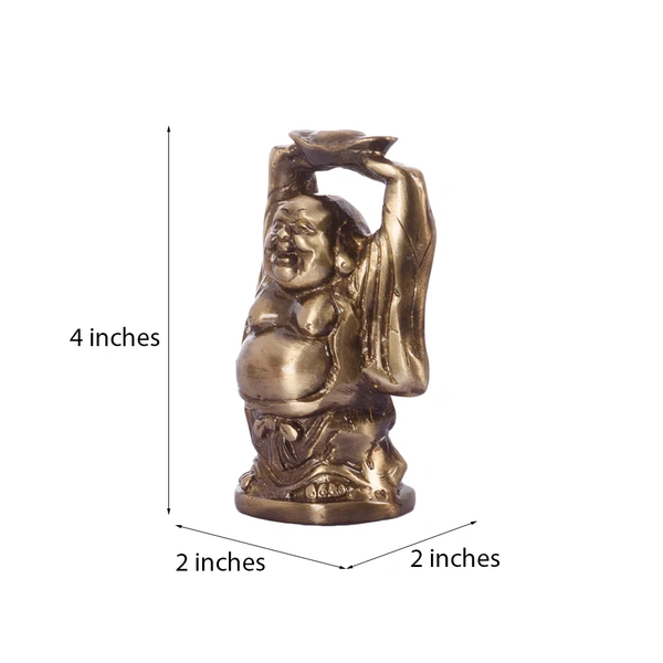 Standing Laughing Buddha Statue Holding A Gold Ingot