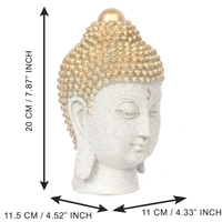 Polyresin Golden And White Meditating Buddha Head Statue