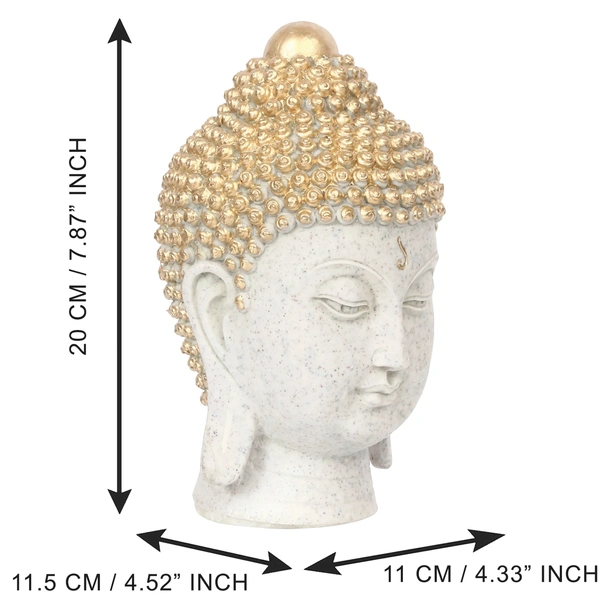 Polyresin Golden And White Meditating Buddha Head Statue