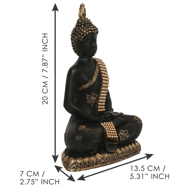 Polyresin Black And Golden Handcrafted Meditating Buddha Statue
