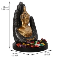 Polyresin Black And Golden Handcrafted Palm Buddha Statue
