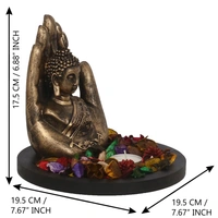 Polyresin Black And Brown Handcrafted Palm Buddha Statue