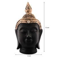 Polyresin Gold And Black Meditating Buddha Head Statue