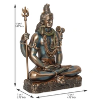 Brown Polyresin And Bronze Lord Shiva Padmasana Statue