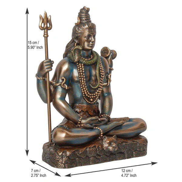 Brown Polyresin And Bronze Lord Shiva Padmasana Statue