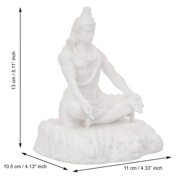 White Polyresin Lord Shiva Sitting Statue