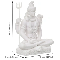 White Polyresin Lord Shiva With Trishul Statue