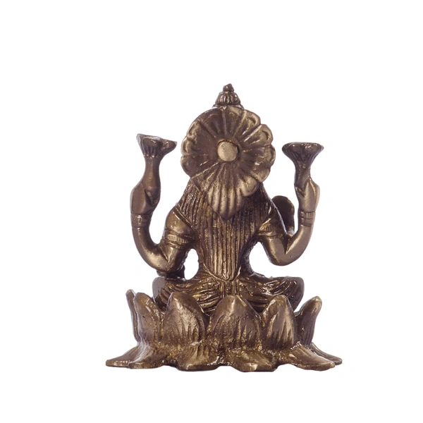 Antique Finish Brass Goddess Laxmi On Lotus